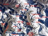 Nasa 3L ISS006-E-15498 Makalu, Kangchungtse, Chomolonzo, Baruntse, Chamlang, Hongu Valley, East and West Cols, Island Peak From South